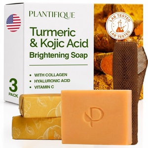 image:imagePLANTIFIQUE Kojic Acid amp Turmeric Soap for Dark Spots amp Hyperpigmentation3 Bars with African Net