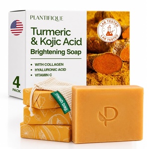 image:imagePLANTIFIQUE Kojic Acid amp Turmeric Soap for Dark Spots amp Hyperpigmentation4 Bars with Mesh Bag