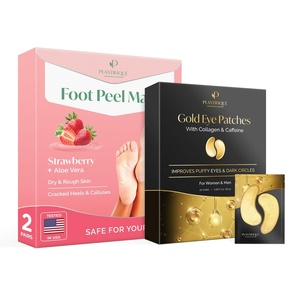 image:imagePLANTIFIQUE Foot Peeling Mask 2 Pack  Dermatologically Tested Repairs Heels and Removes Dry Dead Skin for Baby Soft Feet amp 24K Gold Under Eye Patches 20 Pairs for Dark Circles and Puffiness