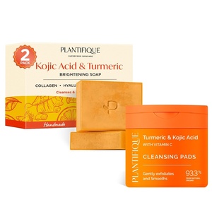 image:imagePLANTIFIQUE Kojic Acid Soap for Hyperpigmentation  Turmeric Soap 2 Bars amp Kojic Acid and Turmeric Cleansing Pads 60