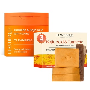 image:imagePLANTIFIQUE Kojic Acid and Turmeric Cleansing Pads 60 amp Kojic Acid Soap with Turmeric  Face amp Body Cleanser Bars with Hyaluronic Acid Collagen amp Vitamin C