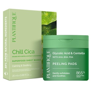 image:imagePLANTIFIQUE Korean Sheet Mask Chill CICA 5 Pack and Glycolic Acid Toner Pads 60 Pcs  Calming amp Soothing