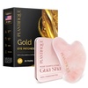 image:imagePLANTIFIQUE Gua Sha Rose Quartz Tool for Face Anti Aging Massage Tool and Gold Under Eye Patches for Puffy Eyes and Dark Circles 20 Pairs Under Eye Masks for Dark Circles