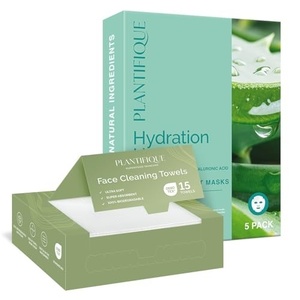 image:imagePLANTIFIQUE Facial Sheet Mask Hydration Heaven 5 pack  Aloe Vera and Disposable Face Towels XL 10x12  15 Count