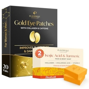 image:imagePLANTIFIQUE Gold Eye Patches for Puffy Eyes 20 Pairs and Kojic Acid Soap for Hyperpigmentation 160g