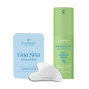 image:imagePLANTIFIQUE Stainless Steel Gua Sha Facial Tool and Korean Jojoba Oil amp Hyaluronic Acid Face Massage Serum  Perfect for Gua Sha Facial Tools