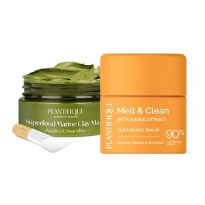 image:imagePLANTIFIQUE Korean Cleansing Balm Makeup Remover with Mango amp Papaya Extracts and Korean Skincare Clay Mask
